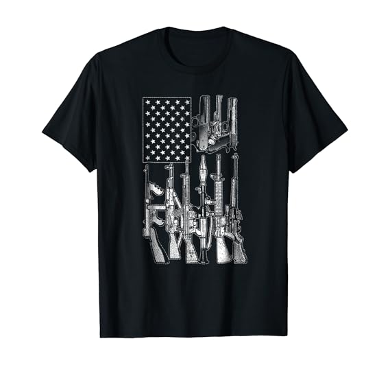 American Flag Gun Enthusiast Gifts Gun Shirts for Men Clothing